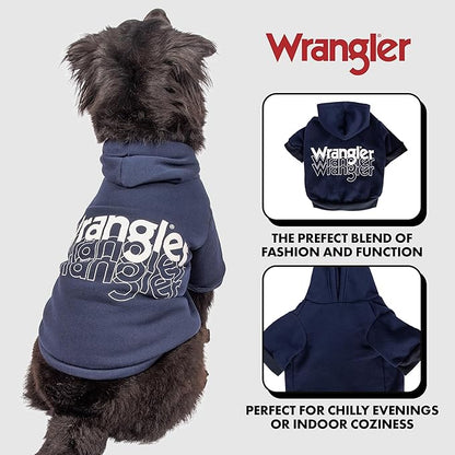 Wrangler Dog Hoodie – Fleece Dog Sweater with Leash Hole, Cold Winter Dog Sweatshirt for Small Medium & Large Size Dogs, Premium Dog Clothes, Fall Dog Sweaters Pullover Hoodie, Cozy Warm Dog Outfit
