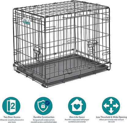 MidWest Homes for Pets Newly Enhanced Double Door iCrate Dog Crate, Includes Leak-Proof Pan, Floor Protecting Feet, Divider Panel & New Patented Features