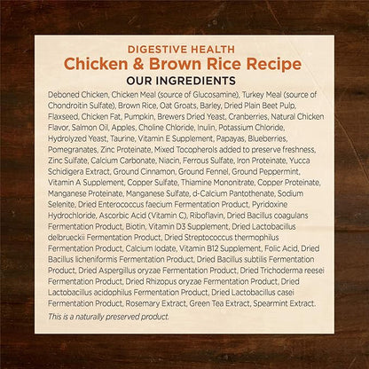 Wellness CORE Digestive Health Dry Dog Food with Wholesome Grains, Highly Digestible, for Dogs with Sensitive Stomachs, Made in USA with Real Protein (Small Breed, Chicken & Brown Rice, 4-Pound Bag)