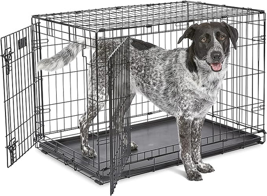 MidWest Homes for Pets Newly Enhanced Double Door iCrate Dog Crate, Includes Leak-Proof Pan, Floor Protecting Feet, Divider Panel & New Patented Features
