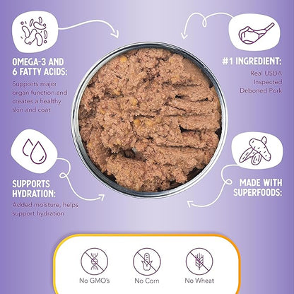 Health Extension Dog Food, Carolina Skillet Pork Recipe - 12.5 oz, Grain Free, Added Vitamins and Minerals, for All Life Stages, Vet Formulated, Improve Gut Health, Immune Support (Case of 12 Cans)