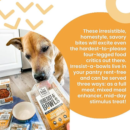 I and love and you Irresist-a-Bowls Freeze Dried Dog Food - Chicken + Beef - Prebiotics, Grain Free, Filler Free, Meal Enchancer, 9oz Pouch, 4pk