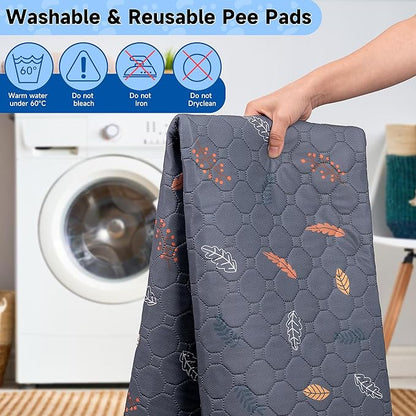 Washable Pee Pads for Dogs Extra Large 48" x 60" 2-Pack, Reusable Puppy Pads Pet Training Pads for Dog Playpen Indoor, Waterproof Dog Pee Pads for Puppy Playpen, Whelping Pad - Deep Grey