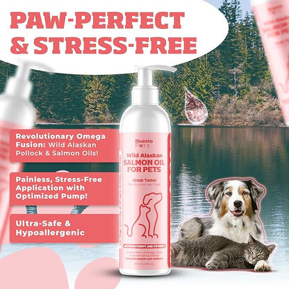 Pets 2-Pack Wild Alaskan Salmon Oil Blend for Dogs & Cats | Omega-3 Boost & Shed Defense | Enhances Coat & Skin, Allergy & Dandruff Relief | Coat Support and Treatment - 20 Fl Oz Total