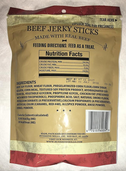 Sunshine Mills Old Glory Dog Treats, Proudly Made in The USA, 6 oz. (Beef Jerky Sticks Made with Real Beef)