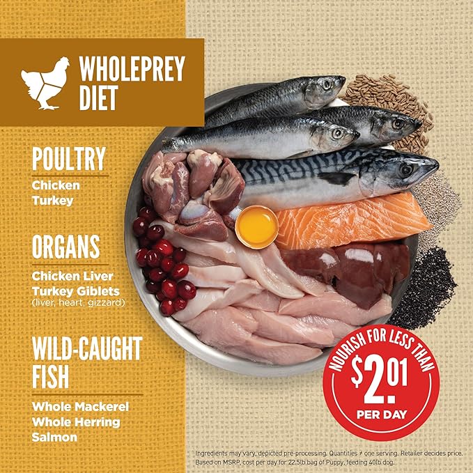 ORIJEN AMAZING GRAINS Puppy Dry Dog Food, High Protein Dog Food for Puppies, Fresh or Raw Ingredients, 22.5lb