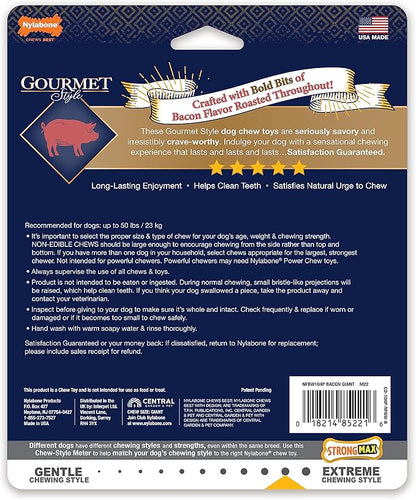 Nylabone Gourmet Style Strong Chew Wishbone Dog Chew Toy, Bacon Flavor, Large/Giant (1 Count)