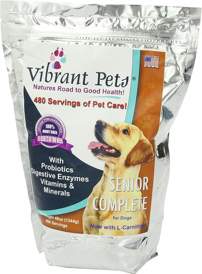 Senior Complete Dog Immune System Supplement | Older Dog Muscle and Joint Supplement with Probiotics & Enzymes for Digestion | Nutrient-Rich Skin & Coat Immune Booster Powder 48oz