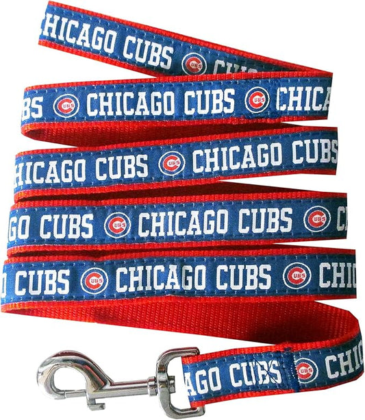 MLB PET Leash, Medium, Chicago Cubs Dog Leash, Baseball Team Leash for Dogs & Cats. A Shiny & Colorful Dog & Cat Leash with Emboridered Team Name/Logo Licensed by the MLB