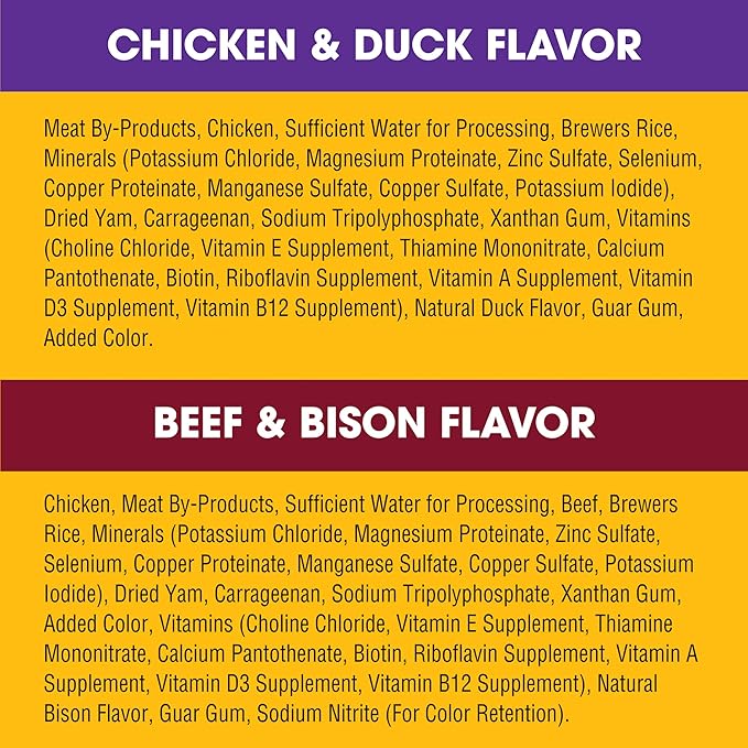 PEDIGREE High Protein Adult Canned Soft Wet Dog Food Variety Pack, Chopped Beef & Bison Flavor and Chopped Chicken & Duck Flavor, 13.2 Oz (Pack of 12)
