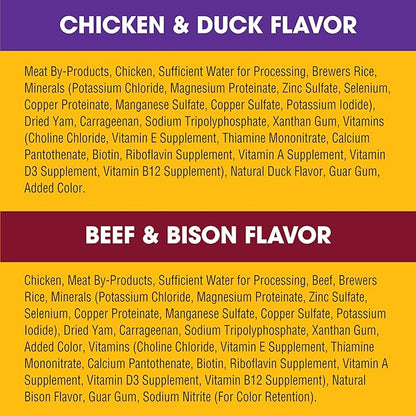 PEDIGREE High Protein Adult Canned Soft Wet Dog Food Variety Pack, Chopped Beef & Bison Flavor and Chopped Chicken & Duck Flavor, 13.2 Oz (Pack of 12)