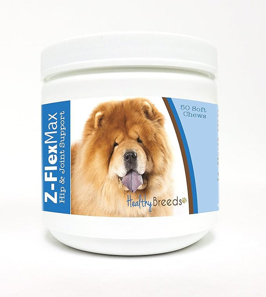 Healthy Breeds Z-Flex Max Hip & Joint Supplement Soft Chews for Chow Chow - OVER 100 BREEDS - Medium & Large Breed Formula - 50 Count
