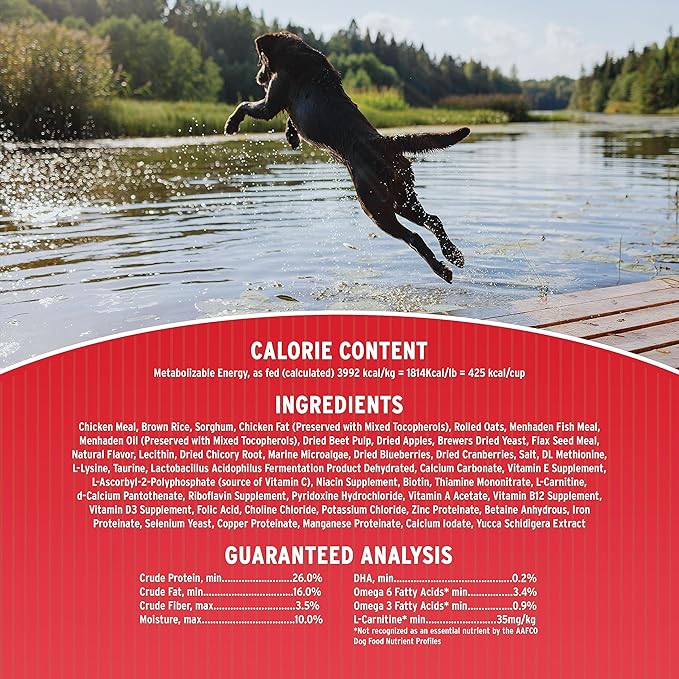 Annamaet Original Extra Formula Dry Dog Food, 26% Protein (Chicken & Brown Rice), 25-lb Bag