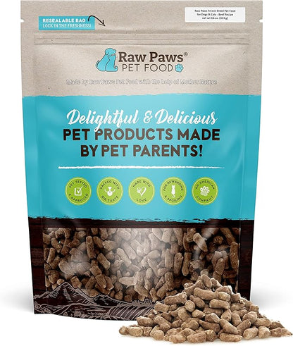 Raw Paws Freeze Dried Dog Food & Cat Food - Beef Recipe, 16-oz - Made in USA - Freeze-Dried Dog Food - Freeze Dried Raw Dog Food - Raw Dog Food Freeze Dried - Raw Food for Dogs - Freeze Dried Cat Food