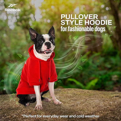 Reebok Dog Hoodie – Fleece Dog Sweater with Leash Hole, Cold Winter Dog Sweatshirt for Small Medium and Large Dogs, Premium Dog Fall Sweater Pullover Hoodie, Cozy Warm Perfect Dog Christmas Outfit