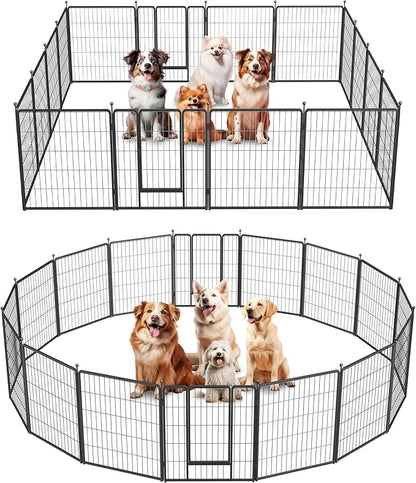 HealSmart Dog Playpen Indoor, Puppy Playpen Indoor for Yard, Camping, 32" Height 16 Panels Heavy Duty Dog Pen for Small/Medium Dogs, Black