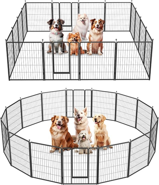 HealSmart Dog Playpen Indoor, Puppy Playpen Indoor for Yard, Camping, 32" Height 16 Panels Heavy Duty Dog Pen for Small/Medium Dogs, Black