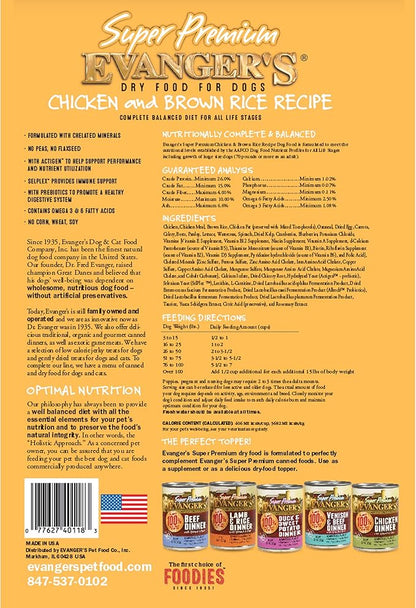 Evanger's Super Premium Chicken with Brown Rice Dry Dog Food