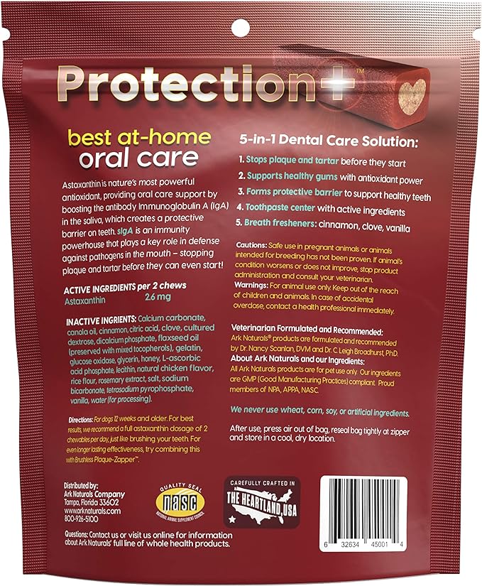 ARK NATURALS Protection+ Brushless Toothpaste – Medium Breeds, 18oz Bag – Dog Dental Chew with Toothpaste Center – Prevent Plaque & Tartar and Freshen Breath with Dental Chews for Dogs