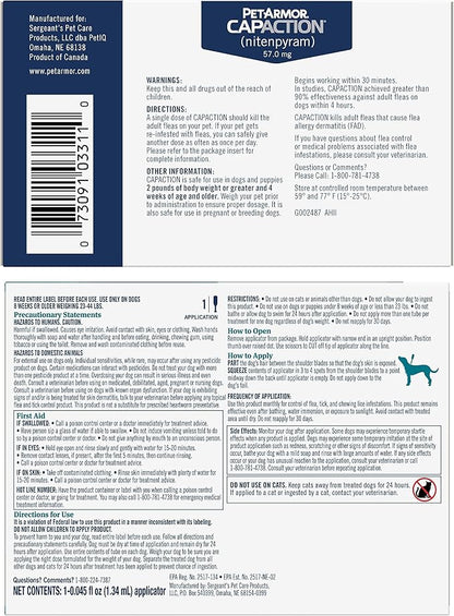 PetArmor CAPACTION Oral Flea Treatment for Dogs (6 Doses) + Bonus PetArmor Plus Topical Flea & Tick Treatment & Preventative for Dogs 25-44 lbs (1 Dose)