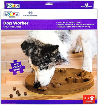 Outward Hound Nina Ottosson Dog Worker Dog Puzzle Interactive Treat Puzzle Dog Enrichment Dog Toy, Level 3 Advanced, Tan, Composite