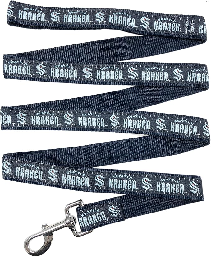 Pets First DOG LEASH - CAT LEASH - PET LEASH: The NEW Coolest NHL Seattle Kraken PET Leashes with The Hockey Team Name & Logo, SIZE: Medium - Best Fashionable HEAVY-DUTY DOG LEASHES & CAT LEASHES
