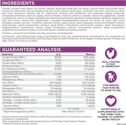 NutriSource Puppy Food, Made with Chicken and Rice, Large Breed, with Wholesome Grains, 30LB, Dry Dog Food