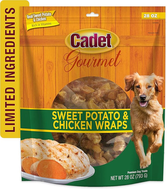 Cadet Gourmet Sweet Potato & Chicken Wraps Dog Treats - Healthy and Natural Chicken and Sweet Potato Dog Training Treats for Small & Large Dogs - Inspected & Tested in USA (28 oz.)