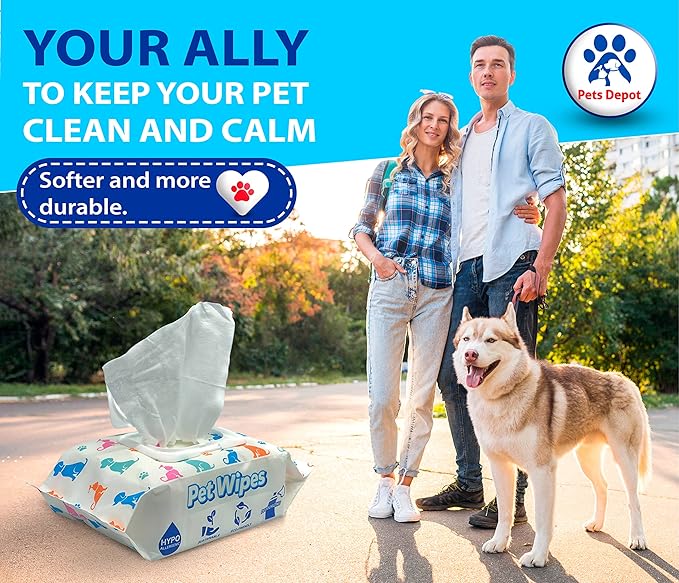 100 Gentle Puppy Wipes for Butt and Paws - Hypoallergenic, Easy to Use for Dog and Cat Cleaning and Deodorizing - Wet Grooming Wipes to Sanitize your Pet's Toys