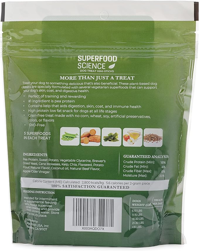 Hypoallergenic Healthy Dog Treats: Plant-Based Vegetarian Dog Treats w/Sweet Potato, Chia, Flaxseed & Coconut Oil for Skin & Coat, Gluten-Free Vegan Protein Dog Training Snack, 5 oz
