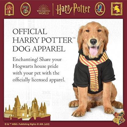 Harry Potter Gryffindor Pet Hoodie with Faux Scarf - Small | Pet Apparel and Accessories for Dogs| Dog Pullover Hoodie for Hogwarts Houses, Gryffindor Clothing for Dogs,Black