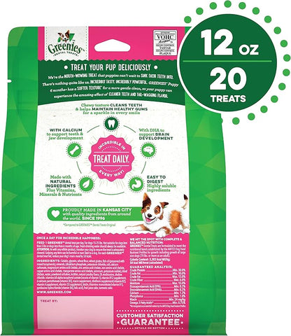 Greenies Puppy 6+ Months Petite Natural Dental Care Dog Treats, 12 oz. Pack (20 Treats)