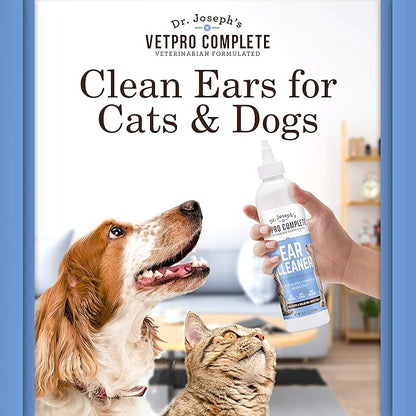 VetPro Complete Dog Ear Cleaner, 8 Ounces, Gentle Dog and Cat Ear Cleaner Solution Wash with Aloe and Vitamin E, Dog Ear Drops to Remove Wax and Debris, Reduces Odor