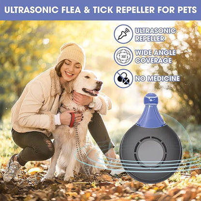 Ultrasonic, Natural, Chemical Free Tick and Flea Repeller - Ultrasonic Flea and Tick Repeller for Dogs and Cats - Flea and Tick Treatment for Dogs, Safe for Humans and Pets