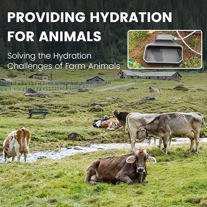 Automatic Dog Water Dispenser, 1 Gallon Dog Water Bowl for Outdoor, Extra Large Waterer for Pets, Water Feeder for Livestock, Food Grade Material, Fit 3/4" Garden Faucet, Easy to Clean, Gray