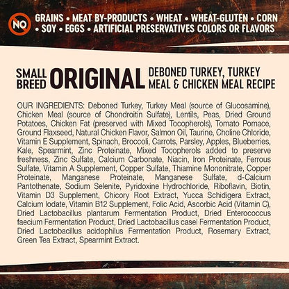 Wellness Natural Pet Food CORE Grain-Free High-Protein Small Breed Dry Dog Food, Natural Ingredients, Made in USA with Real Meat (Adult, Turkey, 4-Pound Bag)