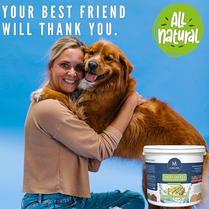 Worldwide Nutrition Bundle: Madra Mor Shed Safely Dog Essentials Mud Bath | Dog Grooming Dog Wash | Dry Skin for Dogs Treatment | Dog Itch Relief | 7.5lb Pail w Multipurpose Keychain