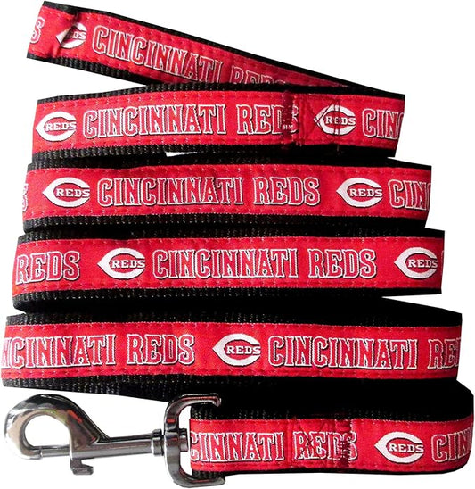 MLB PET Leash, Small, Cincinnati Reds Dog Leash, Baseball Team Leash for Dogs & Cats. A Shiny & Colorful Dog & Cat Leash with Emboridered Team Name/Logo Licensed by the MLB