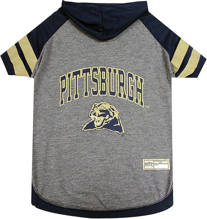 NCAA PTTSBURGH PANTHERS HOODIE for DOGS & CATS, X-SMALL COLLEGIATE Licensed DOG HOODY Tee Shirt. Sports HOODY T-Shirt for Pets. COLLEGE Sporty Dog Hoodie Shirt.