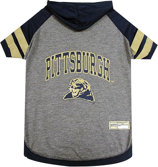 NCAA PTTSBURGH PANTHERS HOODIE for DOGS & CATS, X-SMALL COLLEGIATE Licensed DOG HOODY Tee Shirt. Sports HOODY T-Shirt for Pets. COLLEGE Sporty Dog Hoodie Shirt.
