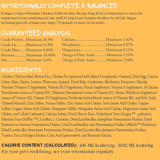 Evanger's Super Premium Chicken with Brown Rice Dry Dog Food