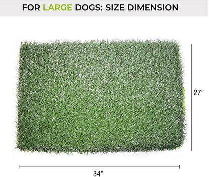Silver Paw 3-Layer Washable Pee Pads for Dogs - Dog Grass Pad with Tray | Indoor Dog Potty for Small Dogs | Bathroom Tray for Pets | Dog Training Accessories - Large (34" x 27")