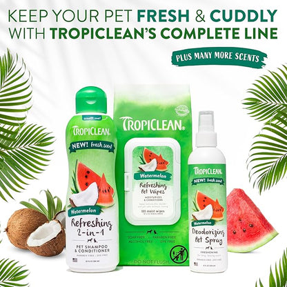 TropiClean Watermelon Refreshing 2-in-1 Cat & Dog Shampoo and Conditioner | Cat & Dog Bath Supplies | 20 oz | Made in The USA