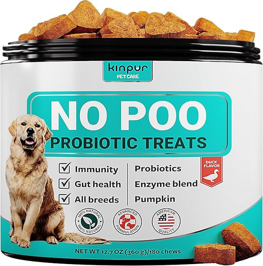 No Poo Chews for Dogs - No Poop Eating for Dogs - Dog Probiotics and Digestive Enzymes - Dog Bad Breath Aid for All Breeds - Dog Digestive Support and Gut Health - 180 Soft Chewables