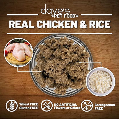 Dave's Pet Food Bland Diet Dog Food (Chicken & Rice), Easy to Digest, Gluten-Free Canned Wet Dog Food for Sensitive Stomach, Dave's Dog Food, 13.2 Ounce (Pack of 12)