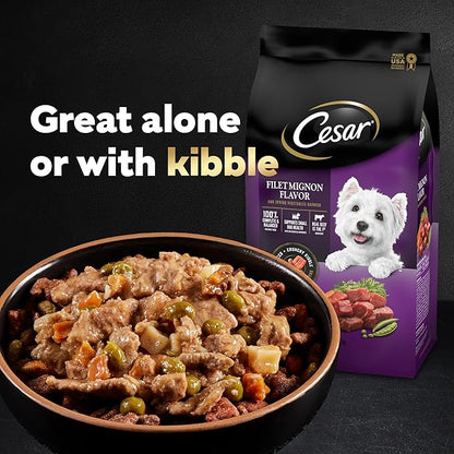 CESAR HOME DELIGHTS Adult Wet Dog Food Turkey, Green Beans & Potatoes Dinner in Sauce, 3.5 oz. Easy Peel Trays, Pack of 24