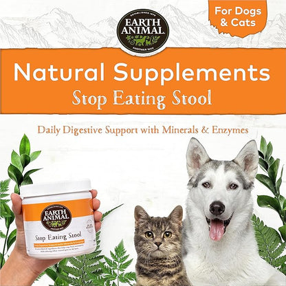 Earth Animal Stop Eating Stool Nutritional Supplement for Dogs & Cats | 8 oz