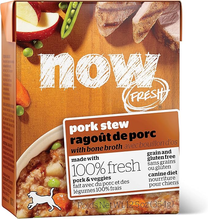 Now Fresh Wet Dog Food, 12.5 oz (12 Ct) - Grain Free Wet Dog Food - Pork Stew with Bone Broth - Healthy Diet for Small, Medium and Large Breed Dogs