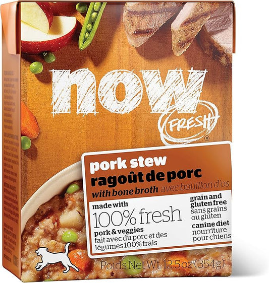 Now Fresh Wet Dog Food, 12.5 oz (12 Ct) - Grain Free Wet Dog Food - Pork Stew with Bone Broth - Healthy Diet for Small, Medium and Large Breed Dogs
