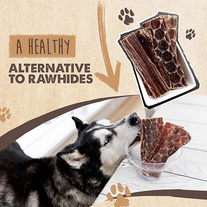 Mighty Paw Naturals Beef Gullet Jerky for Dogs | 100% Natural Dog Jerky Treats for Large Dogs, Medium Pets & Small Breeds. Healthy Beef Jerky Dog Treats. Dog Treats Jerky Strips 14oz
